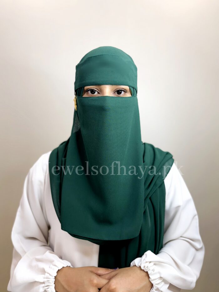 Hijab and Saudi Niqab - Dark Green - Image 3