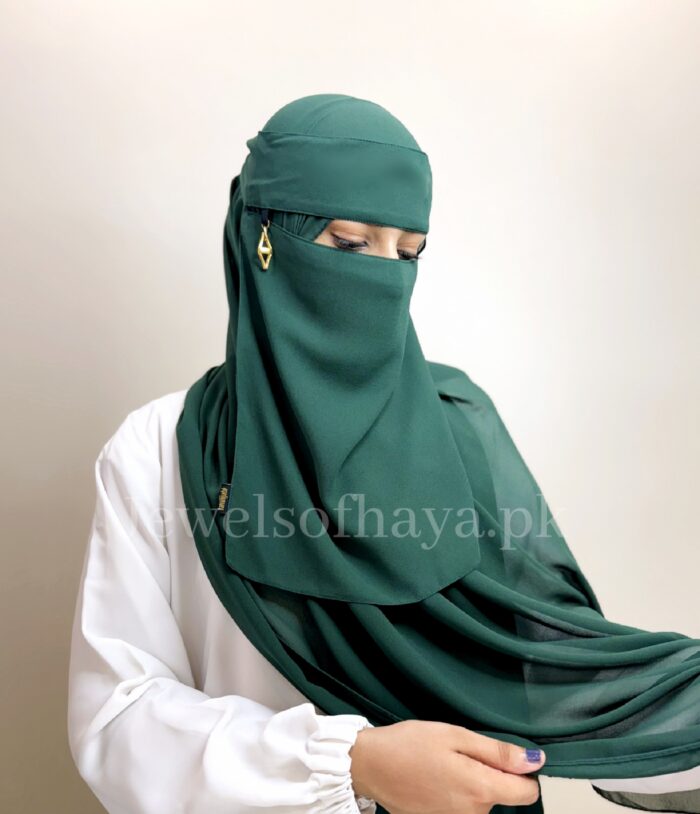 Hijab and Saudi Niqab - Dark Green - Image 2