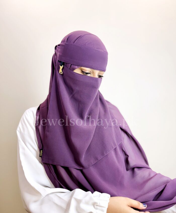 Hijab and Saudi Niqab - Purple - Image 2
