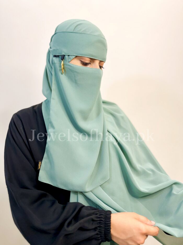 Hijab and Saudi Niqab - Pastel Green - Image 2